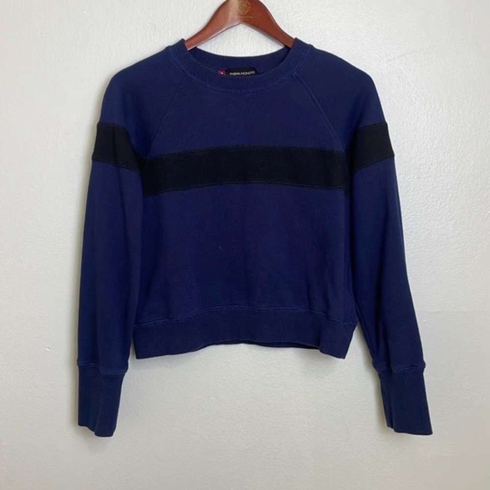 Misha Nonoo Memphis Sweatshirt in Black & Navy Combo Size M Raglan Sleeves